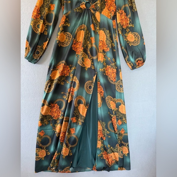 Gizelle Teal Printed Floral Maxi Dress green brown - Picture 5 of 16